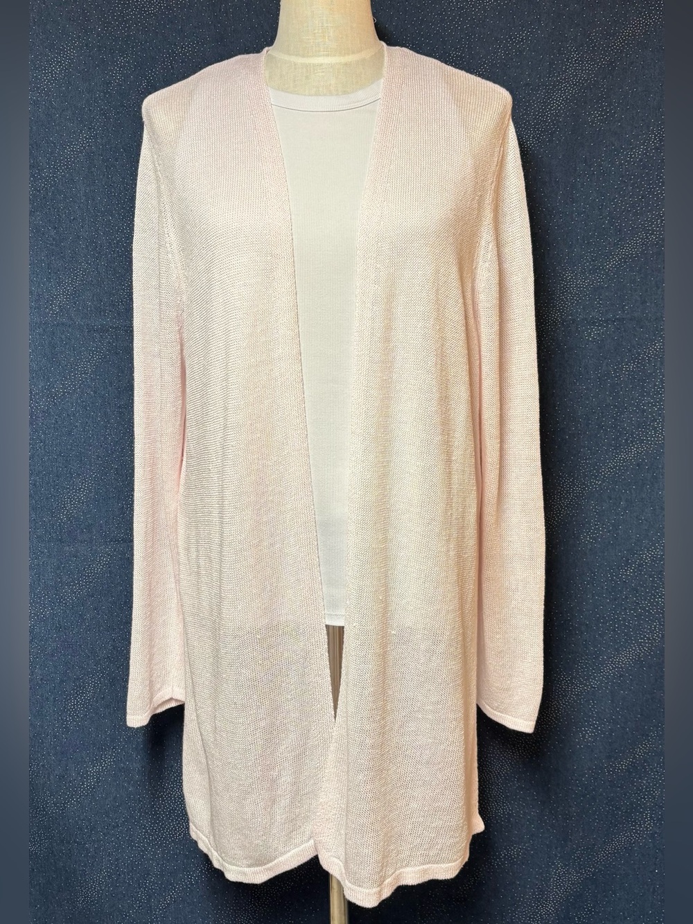 Pale Pink Open-Front Sweater Cardigan Duster